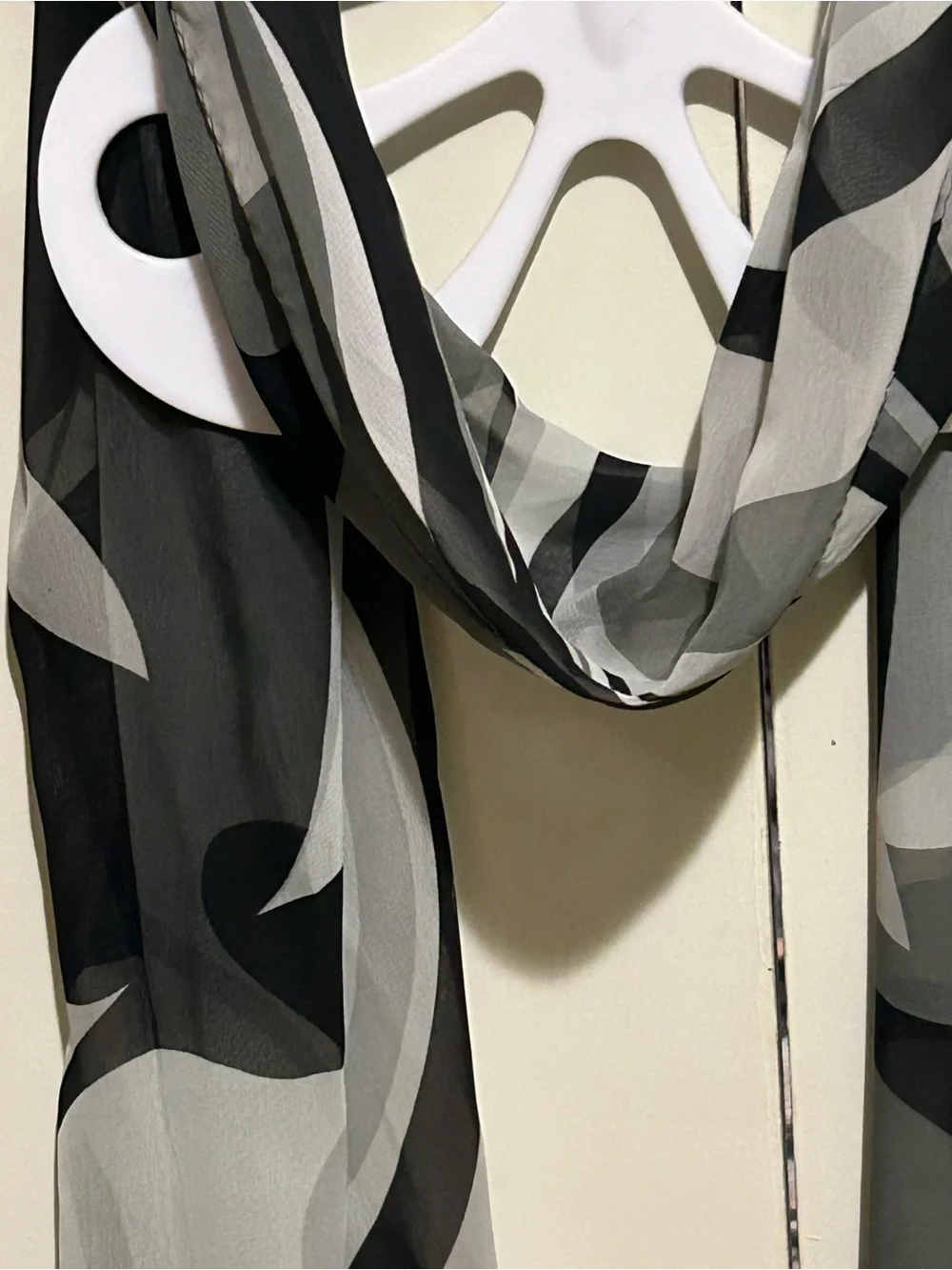 Monochrome Abstract Sheer Scarf - Black & Gray